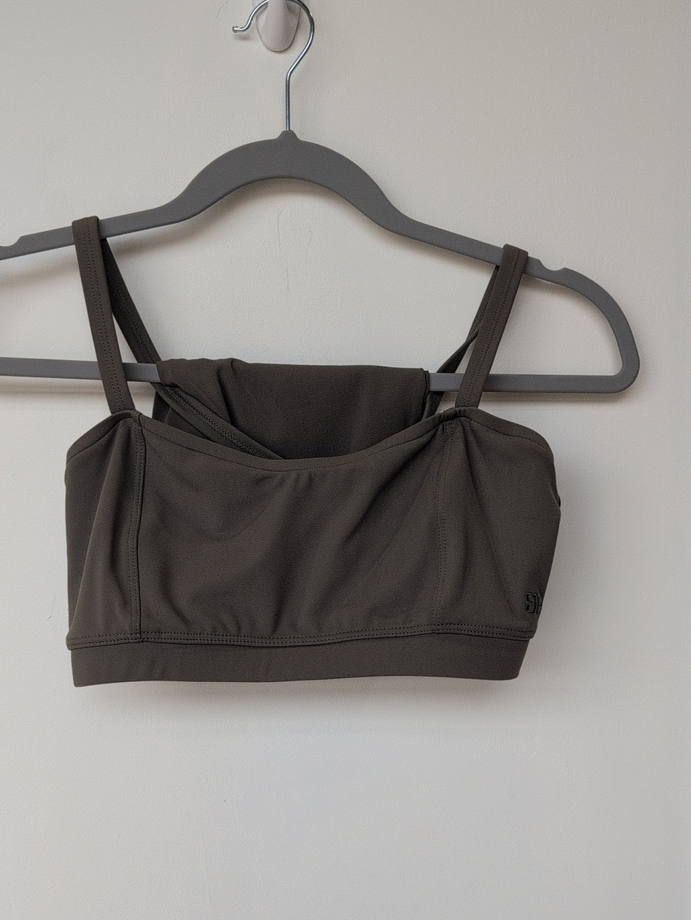 Olive Green Sports Bra with Athletic Shorts